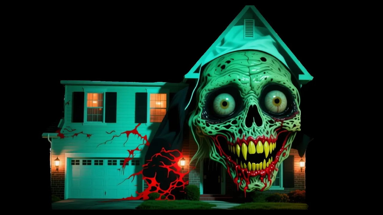 Possessed Nun Chapel — AI projection-mapping facade art generated in FacadeLab